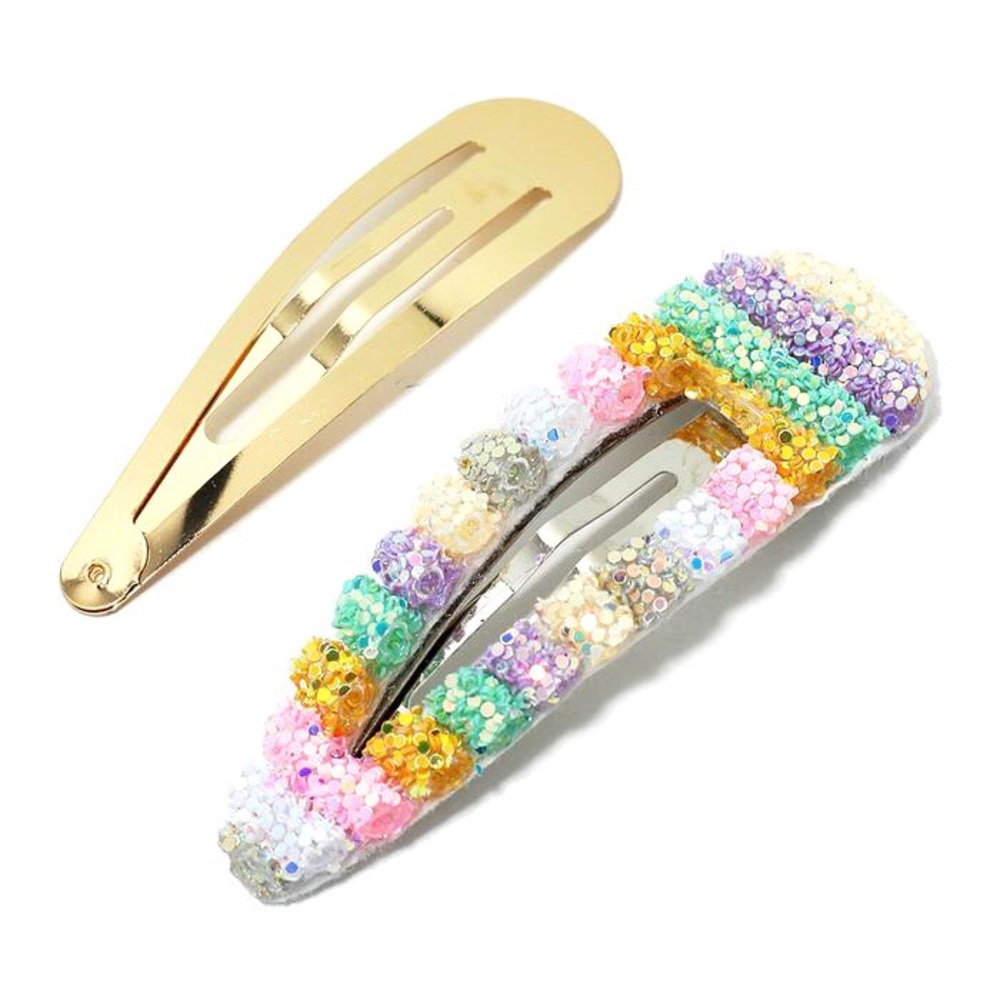 Set of Oversize Rainbow Snap Hair Clips 90’s Style